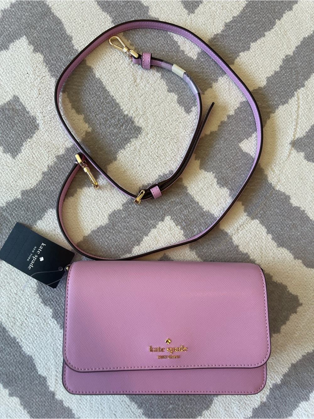 NWT Kate Spade pink saffiano flap crossbody purse